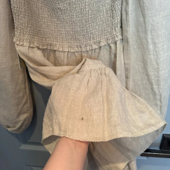 NWT Wilfred Tempest Linen Mini Dress Size XS Natural Ecru Smocked Prairie READ - Picture 8 of 16